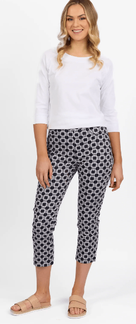 Load image into Gallery viewer, Vassalli Womens Printed Slim Leg 7/8 Length Lightweight Pull On Pant
