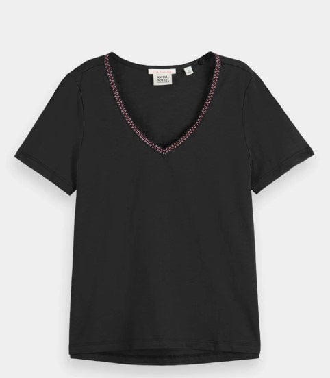 Scotch & Soda Womens Short Sleeved V-Neck T-Shirt