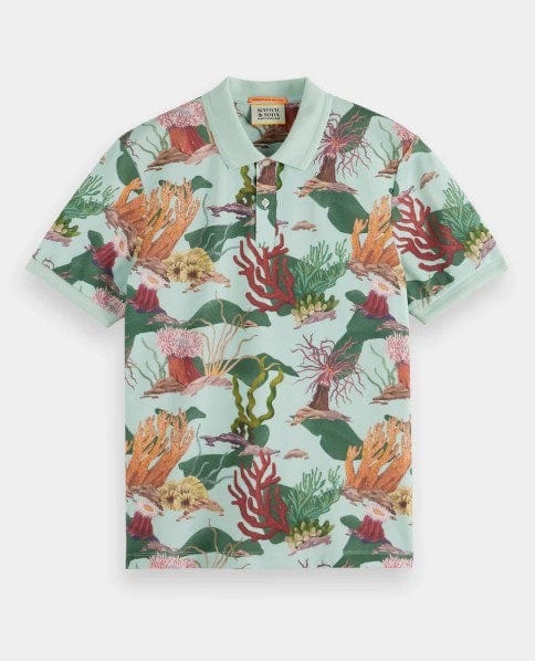 Scotch & Soda Mens Coral Reef Camo Printed Polo Shirt