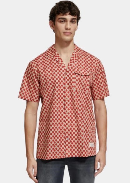 Scotch & Soda Mens Printed Short Sleeved Shirt