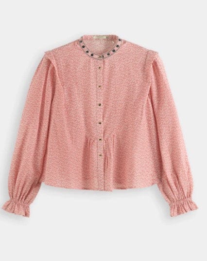 Scotch & Soda Womens Printed Shirt With Shoulder Detail