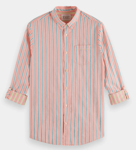 Scotch & Soda Mens Dobby Striped Button Down Shirt