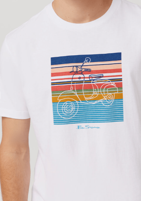 Load image into Gallery viewer, Ben Sherman Mens Striped Scooter Print Tee
