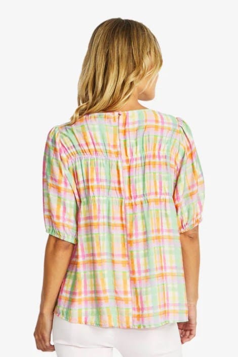 Pingpong Womens Lizzy Check Gathered Top