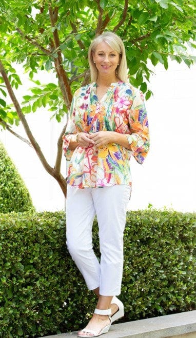 Load image into Gallery viewer, Equinox Womens Floral Print Semi Fitted Pintuck Front Shirt
