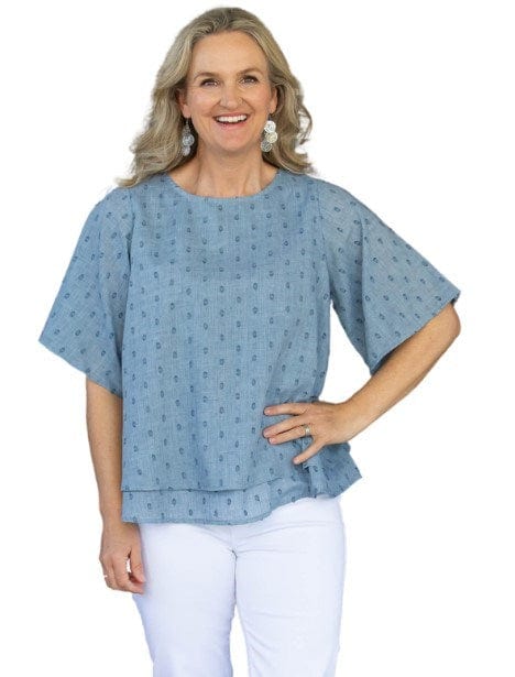 Load image into Gallery viewer, Equinox Womens Layerd Dobby Self Coloured Spot Top
