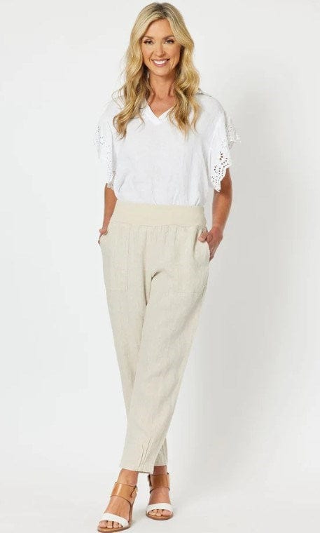 Load image into Gallery viewer, Gordon Smith Womens Sarah Rib Waist Linen Pant
