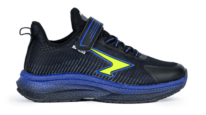 Sfida Zephyr Boys Performance Runner V Strap - Black/Royal/Lime Shoes