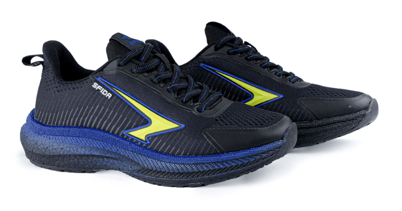 Load image into Gallery viewer, Sfida Zephyr Boys Performance Runner Lace Up - Black/Royal/Lime Shoes
