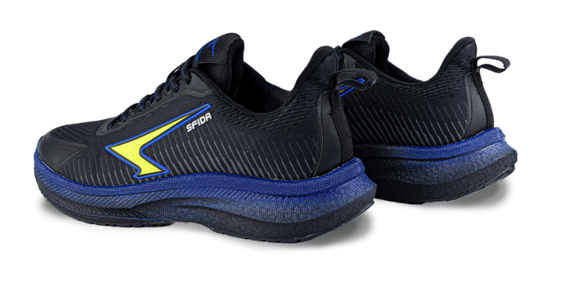 Load image into Gallery viewer, Sfida Zephyr Boys Performance Runner Lace Up - Black/Royal/Lime Shoes
