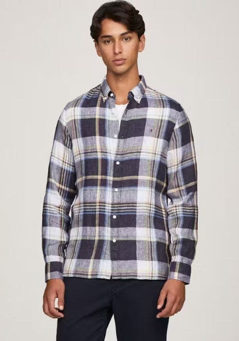 Tommy Hilfiger Mens Linen Check Shirt