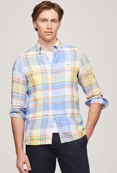 Load image into Gallery viewer, Tommy Hilfiger Mens Linen Check Shirt
