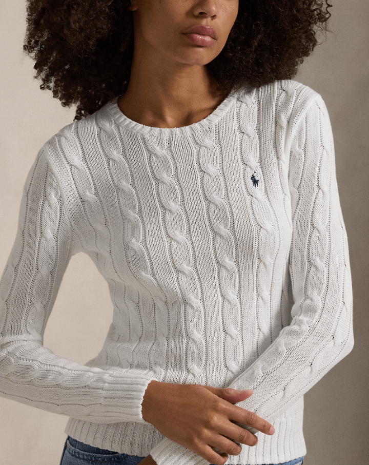 Load image into Gallery viewer, Ralph Lauren Womens Cable-Knit Cotton Crewneck Jumper
