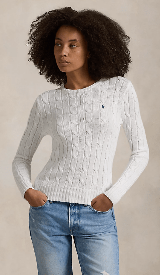 Ralph Lauren Womens Cable-Knit Cotton Crewneck Jumper