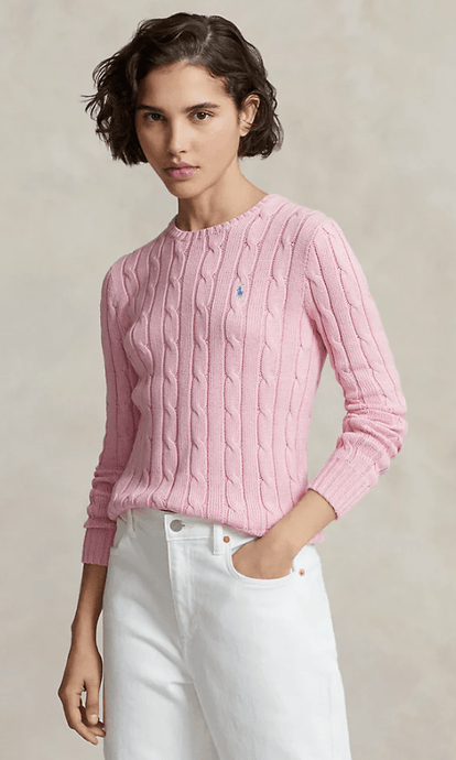 Ralph Lauren Womens Cable-Knit Cotton Crewneck Jumper