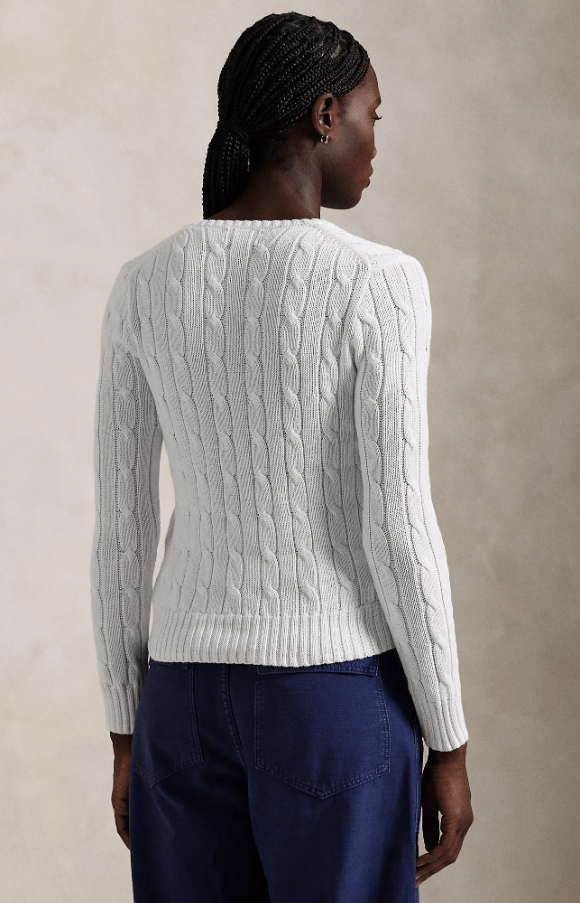 Load image into Gallery viewer, Ralph Lauren Womens Cable-Knit Cotton V-Neck Jumper
