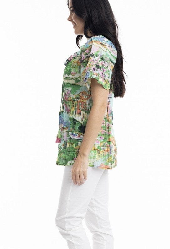 Load image into Gallery viewer, Orientique Womens Bellagio Frill Neckline Top
