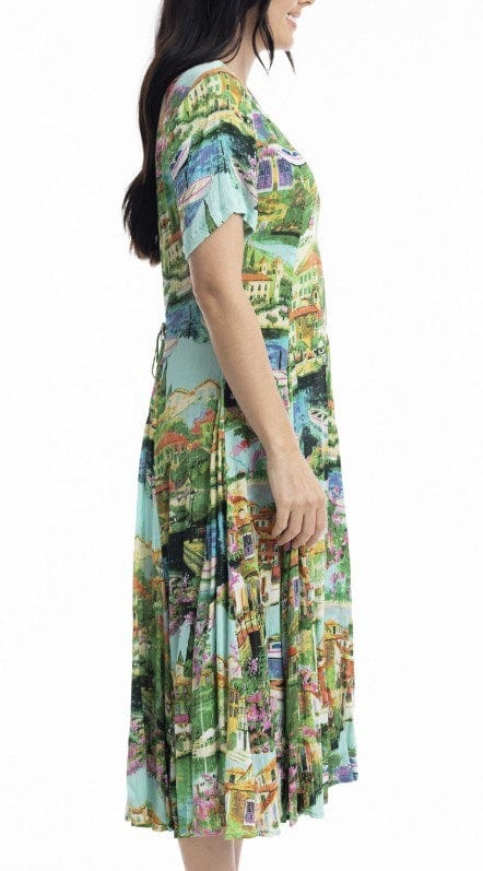 Load image into Gallery viewer, Orientique Womens Bellagio Short Sleeve Godet Dresss
