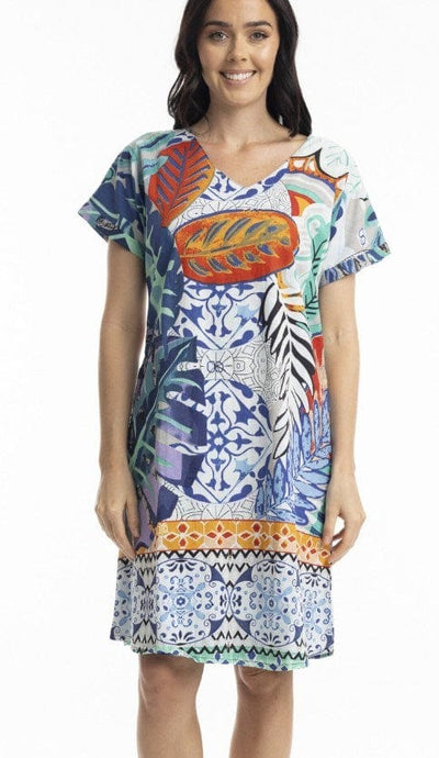 Orientique Womens Cayman Reversible Short Sleeve Dress