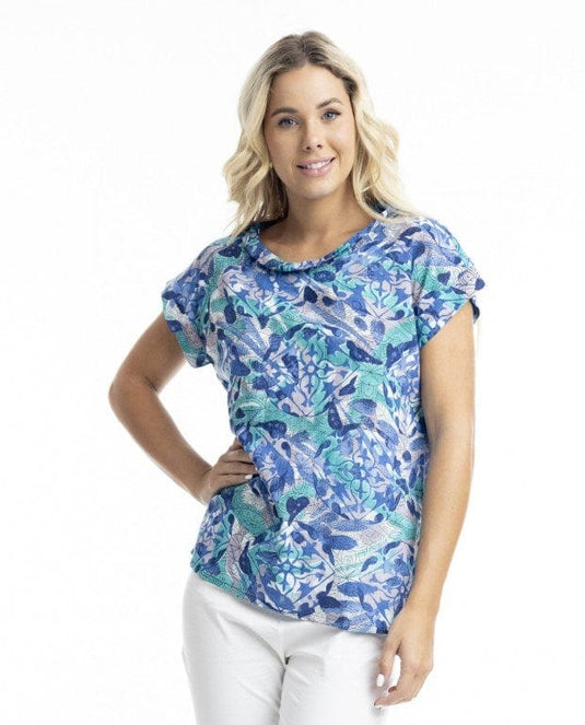 Orientique Womens Cayman Rolled Neckline Top