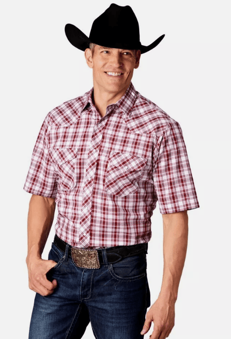 Roper Western Shirt Mens Short Sleeve Plaid Snap