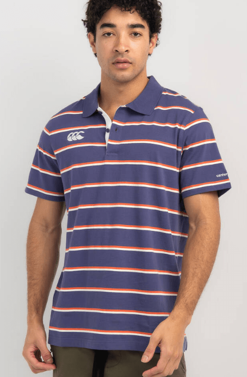 Canterbury Mens Yarn Dye Stripe Short Sleeve Polo