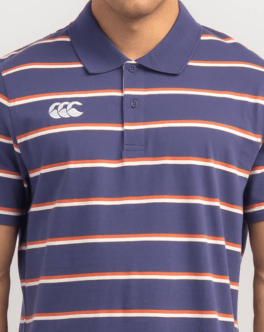 Canterbury Mens Yarn Dye Stripe Short Sleeve Polo