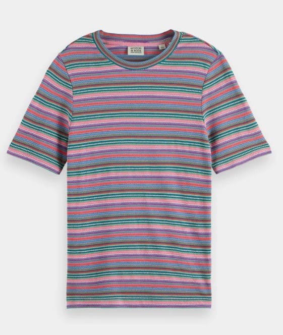 Scotch & Soda Womens Textured Striped Slim-Fit T-Shirt