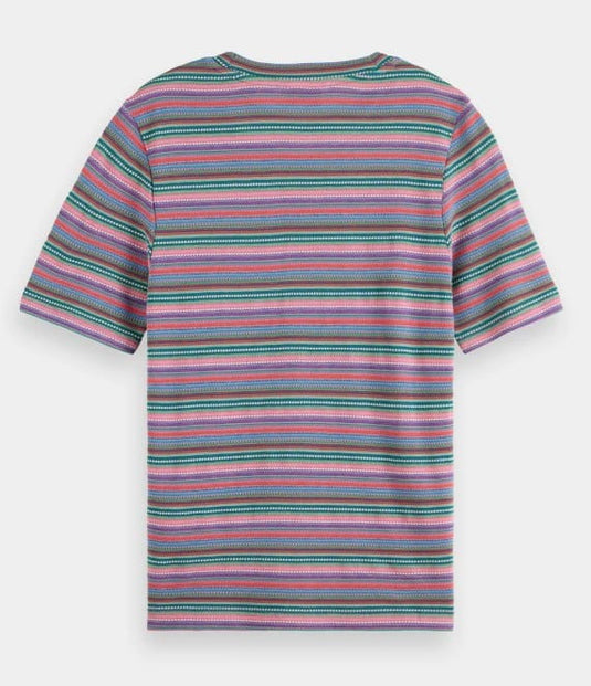 Scotch & Soda Womens Textured Striped Slim-Fit T-Shirt