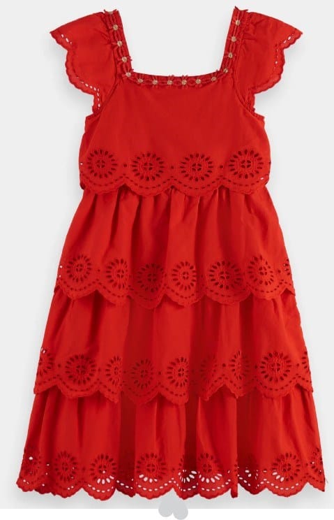 Load image into Gallery viewer, Scotch &amp; Soda Girls Layered Midi Broderie Anglaise Dress
