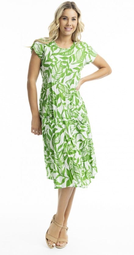 Load image into Gallery viewer, Orientique Womens Hayman Green Bias Dress with Pockets
