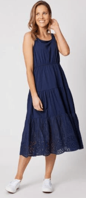 Load image into Gallery viewer, Gordon Smith Womens Broderie Layer Dress - Elastic Waist
