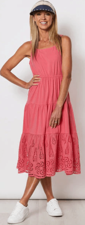 Load image into Gallery viewer, Gordon Smith Womens Broderie Layer Dress - Elastic Waist
