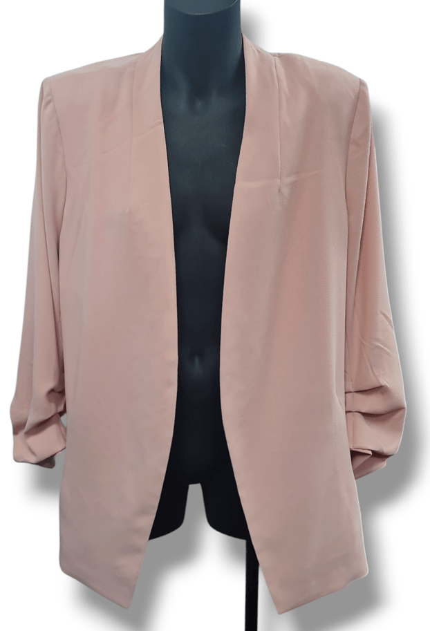 Load image into Gallery viewer, Jump Womens Solid Ruched Sleeve Open Front Blazer
