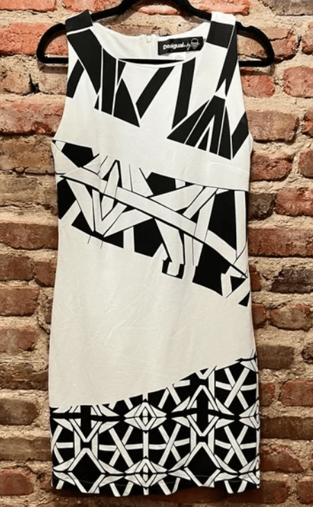 Load image into Gallery viewer, Desigual womens Sleeveless Vest Hello Blanco in Black/White Dress
