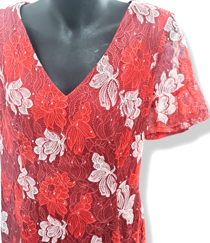 Load image into Gallery viewer, Pink ruby Womens Summer Short Sleeve Floral Red Dress
