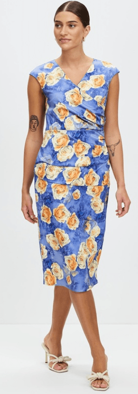 Load image into Gallery viewer, Pink Ruby Womens So Tasteful Blue Floral Dress
