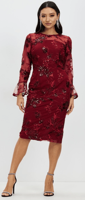 Pink Ruby Womens Sorrento Midi Wine Color Dress