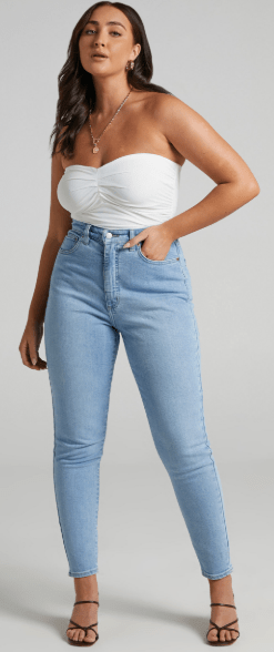 Lee Womens Hour Glass High-Licks Crop. Skinny Fit Optimal Blue Jeans