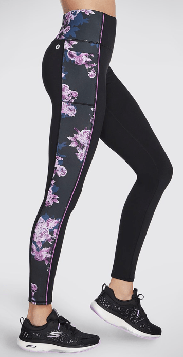 Load image into Gallery viewer, Skechers LG5 Go-Stretch Leggings In Black Floral Tights
