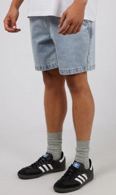 Silent Theory Mens Rider Denim Short Bleach Blue