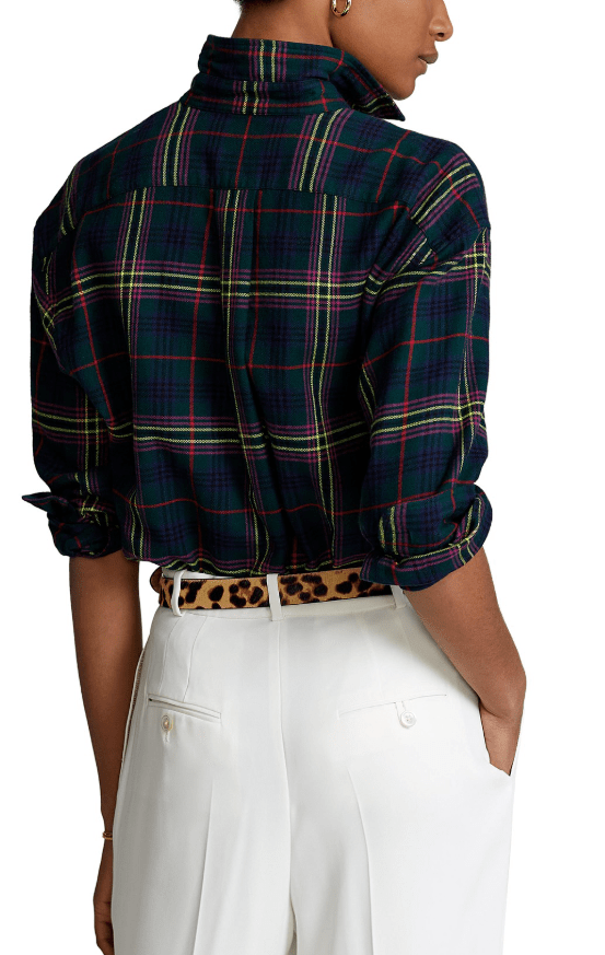 Load image into Gallery viewer, Ralph Lauren Womens Polo BEADED-Logo Plaid Twill Shirt
