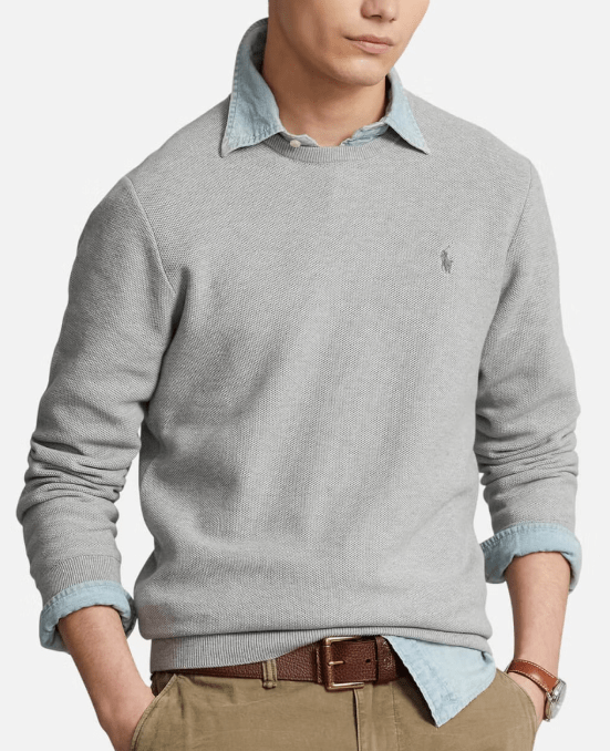 Ralph Lauren Mens Mesh-Knit Cotton Crewneck Jumper