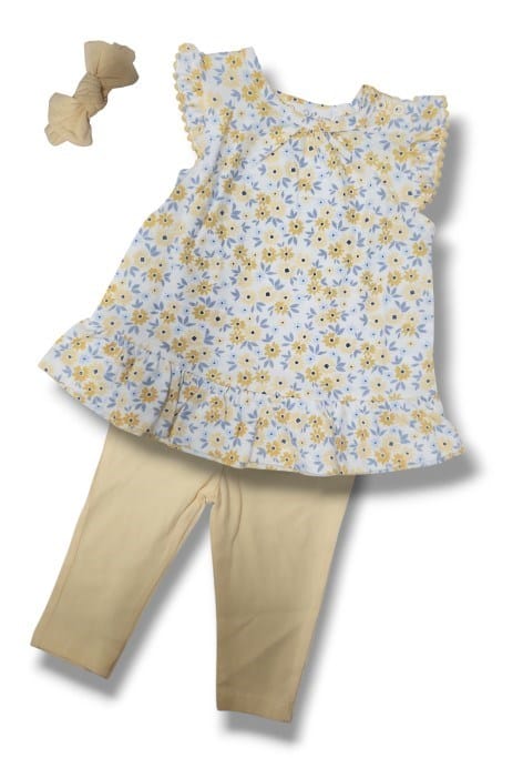 Me Master Baby Yellow Floral Dress 3 Piece Set