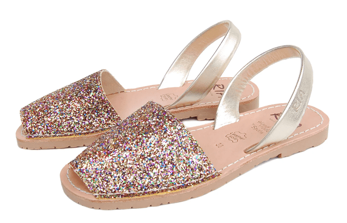 RIA Menorca Womens Joan Glitter Menorcan Avarcas Sandals in Confetti