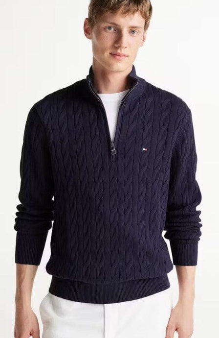 Tommy Hilfiger Mens Cable Knit Half Zip Jumper