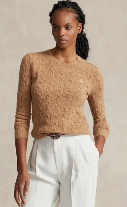 Load image into Gallery viewer, Ralph Lauren Womens Wool Blend Sweater With Logo Embroidery - Camel
