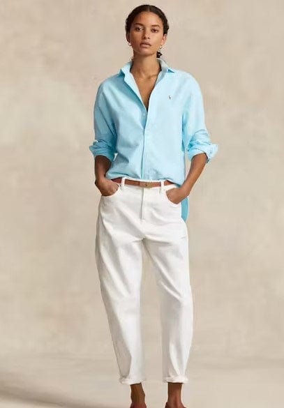 Load image into Gallery viewer, Ralph Lauren Womens Relaxed Fit Cotton Oxford Shirt - Acadia Blue
