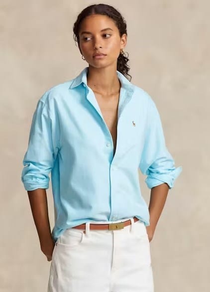 Ralph Lauren Womens Relaxed Fit Cotton Oxford Shirt - Acadia Blue