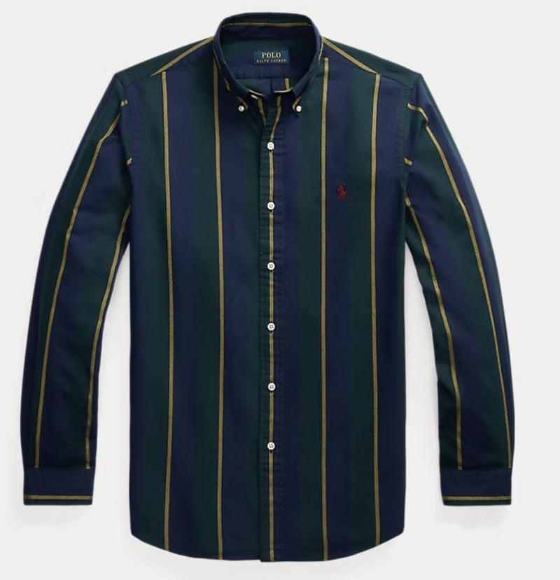 Load image into Gallery viewer, Ralph Lauren Mens Classic Fit Striped Oxford Shirt - Navy/Green
